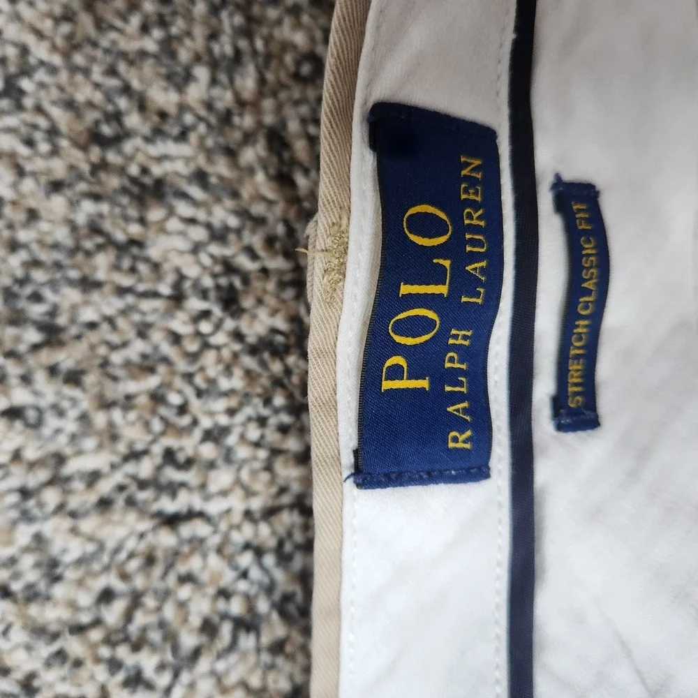 POLO Ralph Lauren Men's Stretch Classic‎ Fit Flat Front Khaki Shorts Size 38